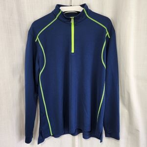 Under Armour Blue and Neon Green Quarter-Zip Sweatshirt